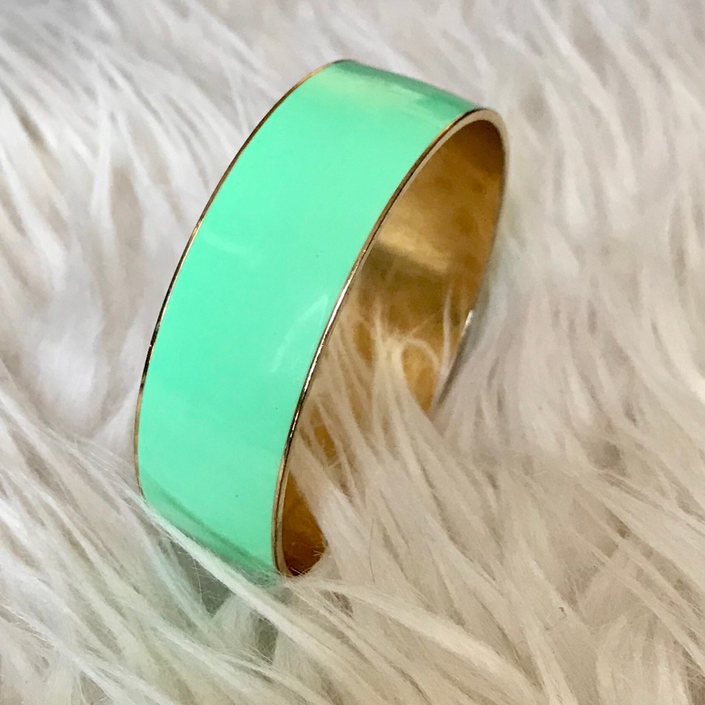 J.Crew Classic Wide Bangle in Mint Green